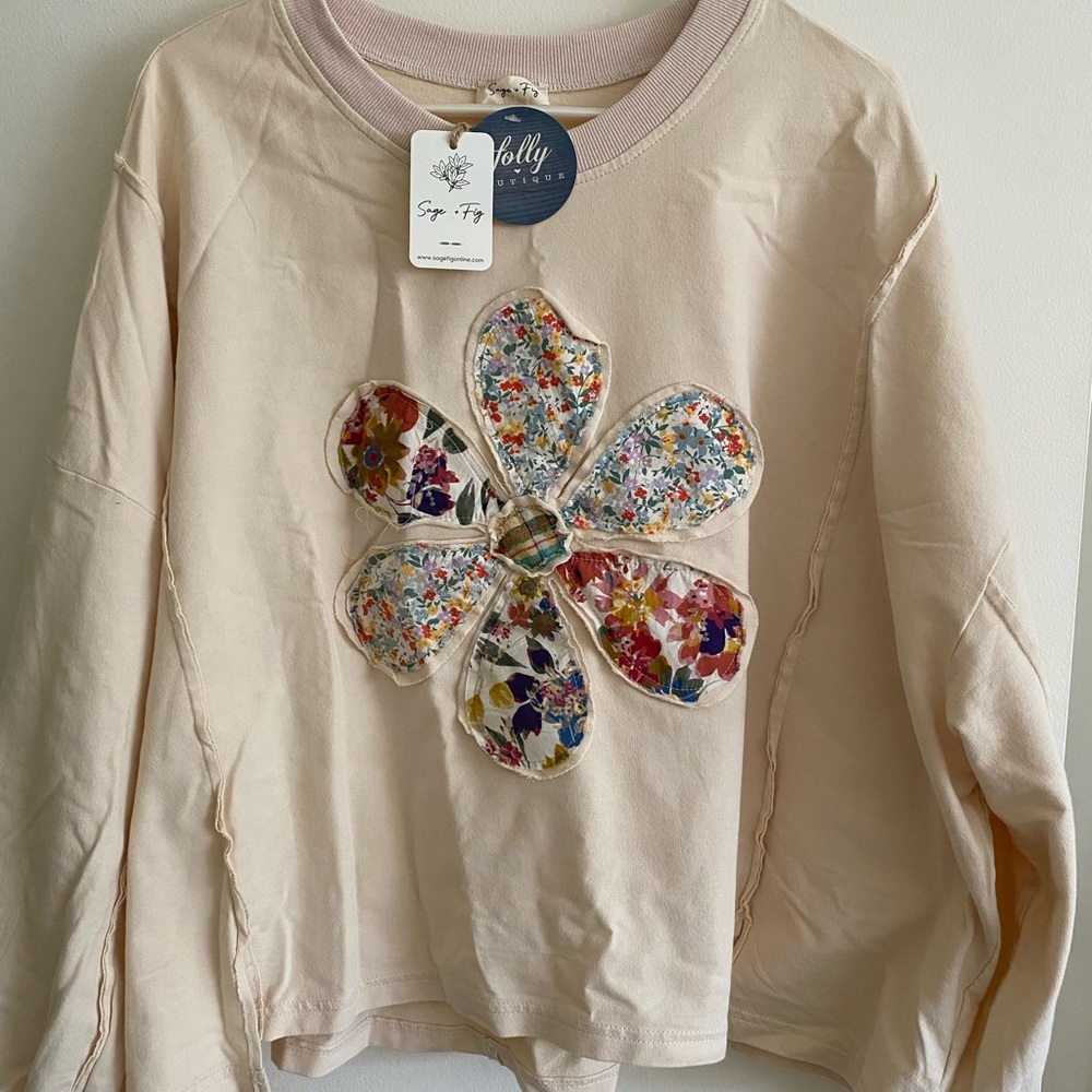 Cream Floral Patchwork Sweatshirt